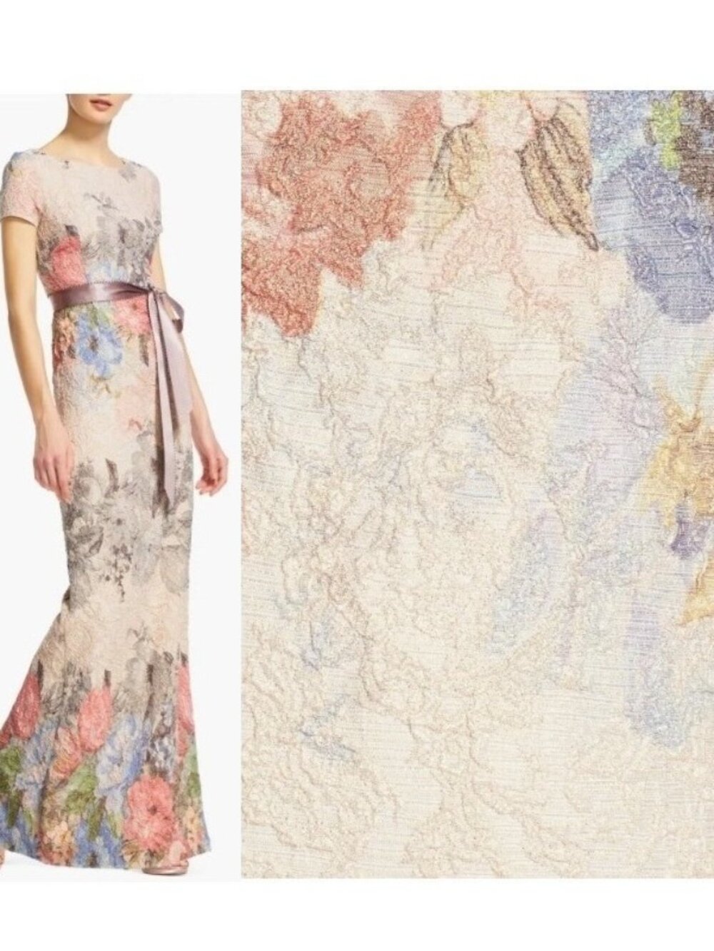 Adrianna Papell BHLDN Matelassé Floral Column Gown 12 Melinda Dress Sleeve Maxi